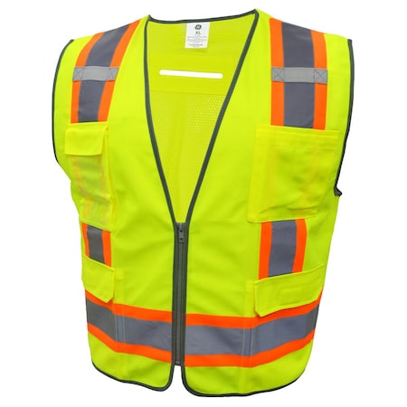 Ge Surveyor Vest, 8 Outside Pockets, Green, Size XL GV082GXL